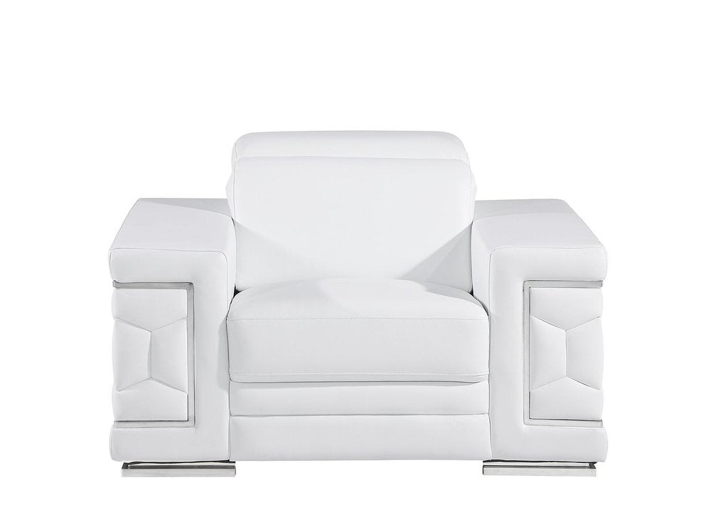 Three Piece White Genuine Leather Six Person Seating Set