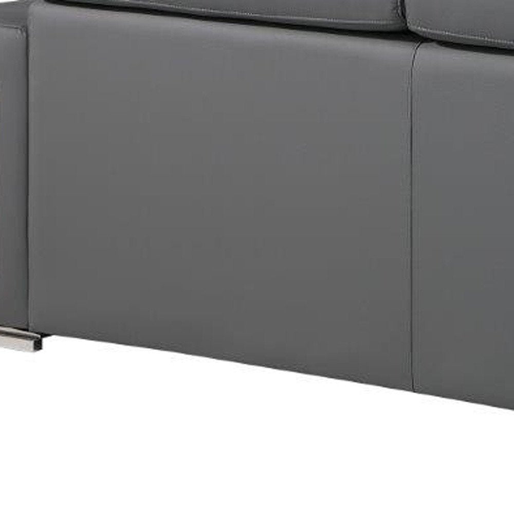 Two Piece Gray Genuine Leather Five Person Seating Set