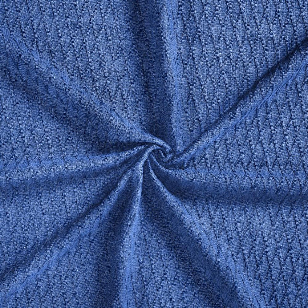 Twin Blue Cotton Woven Geometric Blanket