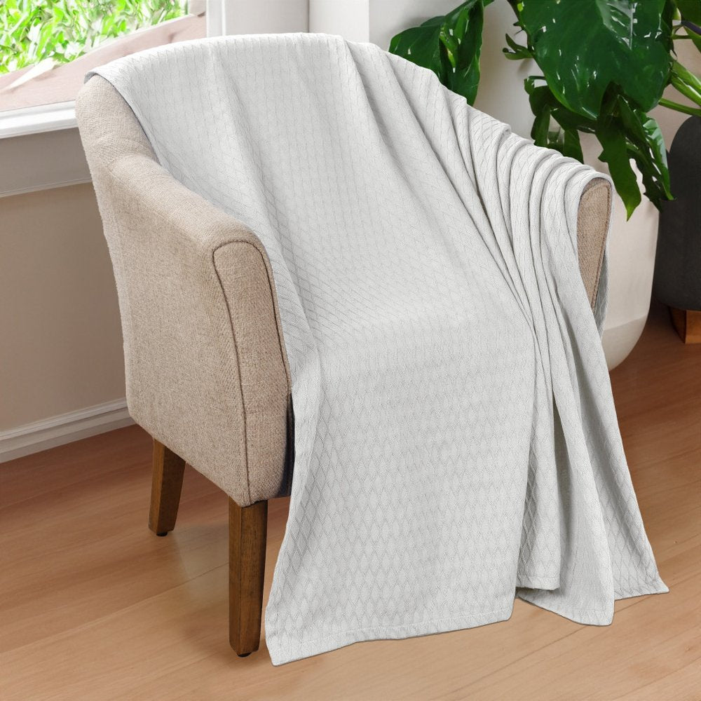 Twin Platinum Cotton Cable Knit Blanket