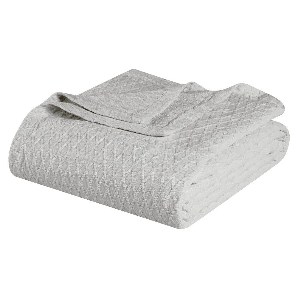 Twin Platinum Cotton Cable Knit Blanket