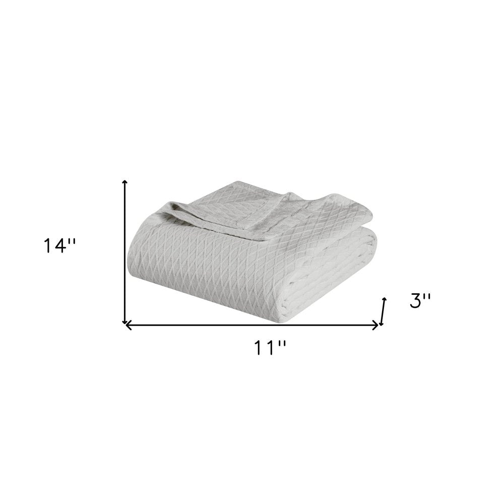 Twin Platinum Cotton Cable Knit Blanket on a white background
