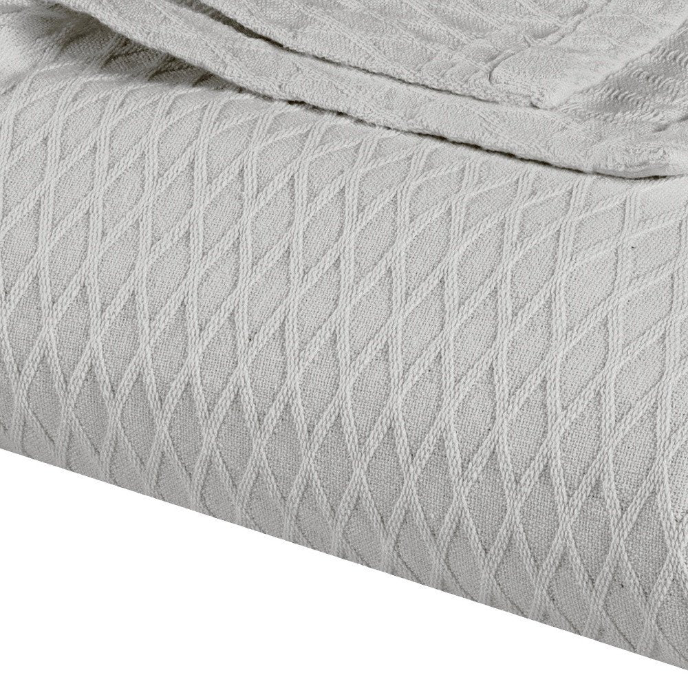 Twin Platinum Cotton Cable Knit Blanket