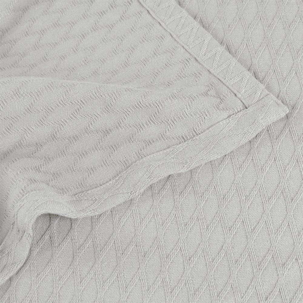 Twin Platinum Cotton Cable Knit Blanket