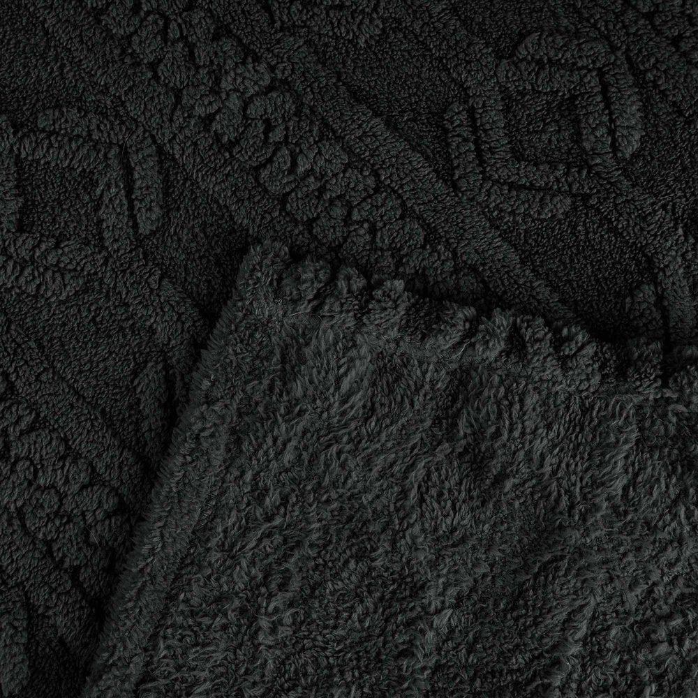 Twin Black Fleece Geometric Plush Blanket