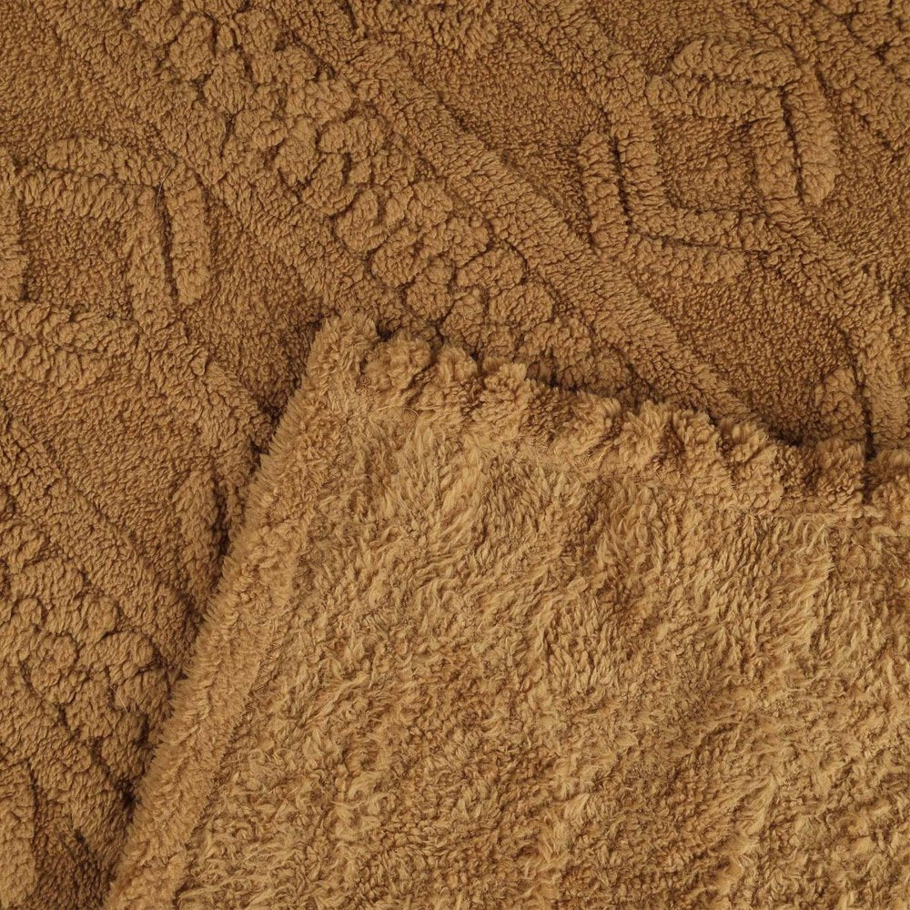 Twin Camel Fleece Geometric Plush Blanket