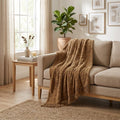 Twin Camel Fleece Geometric Plush Blanket