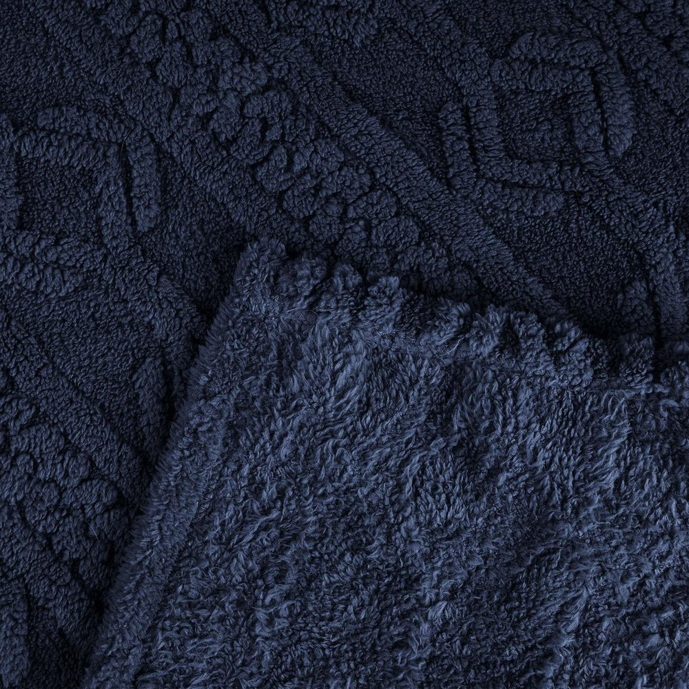 Twin Navy Blue Fleece Geometric Plush Blanket