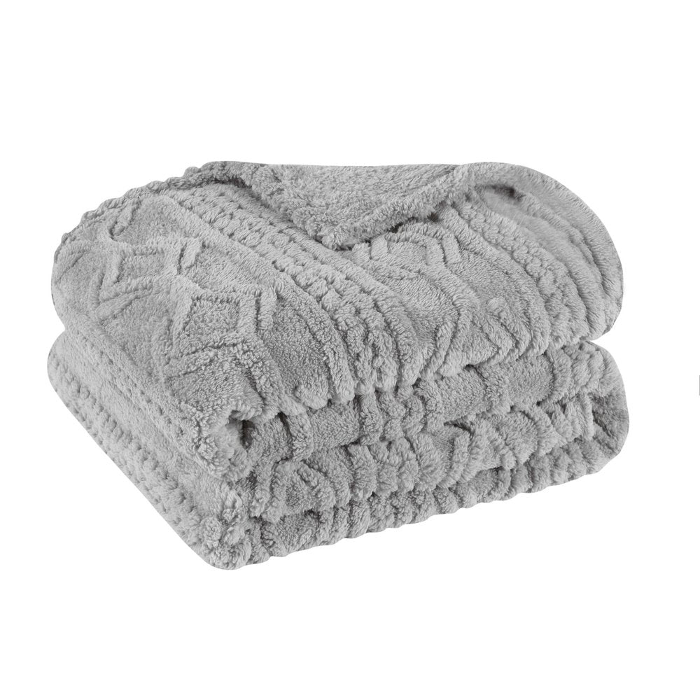 Twin Platinum Fleece Geometric Plush Blanket on a white background