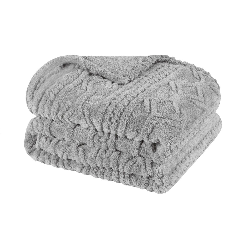 Twin Platinum Fleece Geometric Plush Blanket