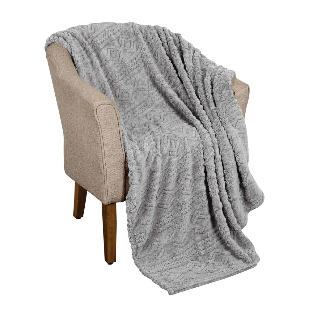 Twin Platinum Fleece Geometric Plush Blanket