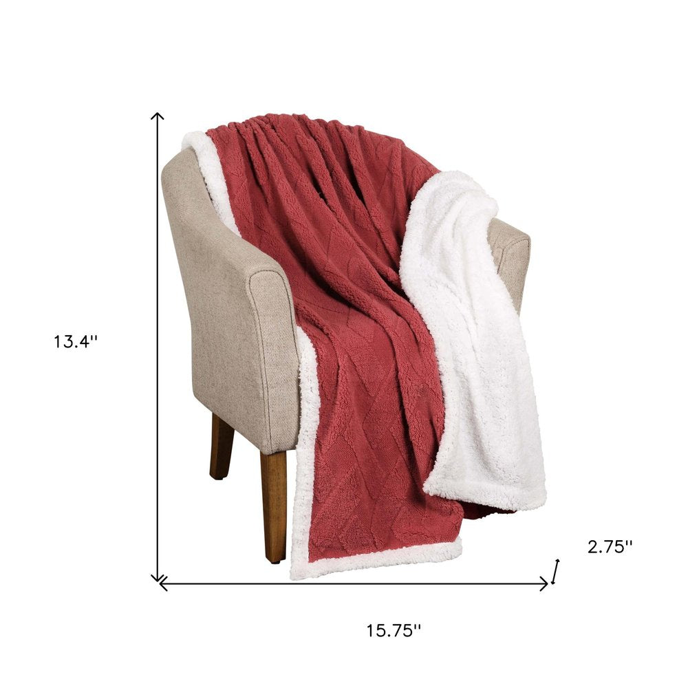 Twin Red And Orange Fleece Knitted Plush Blanket on a white background