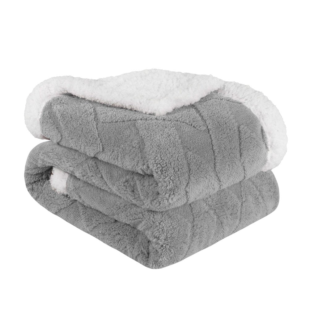 Twin Platinum Fleece Knitted Plush Blanket on a white background