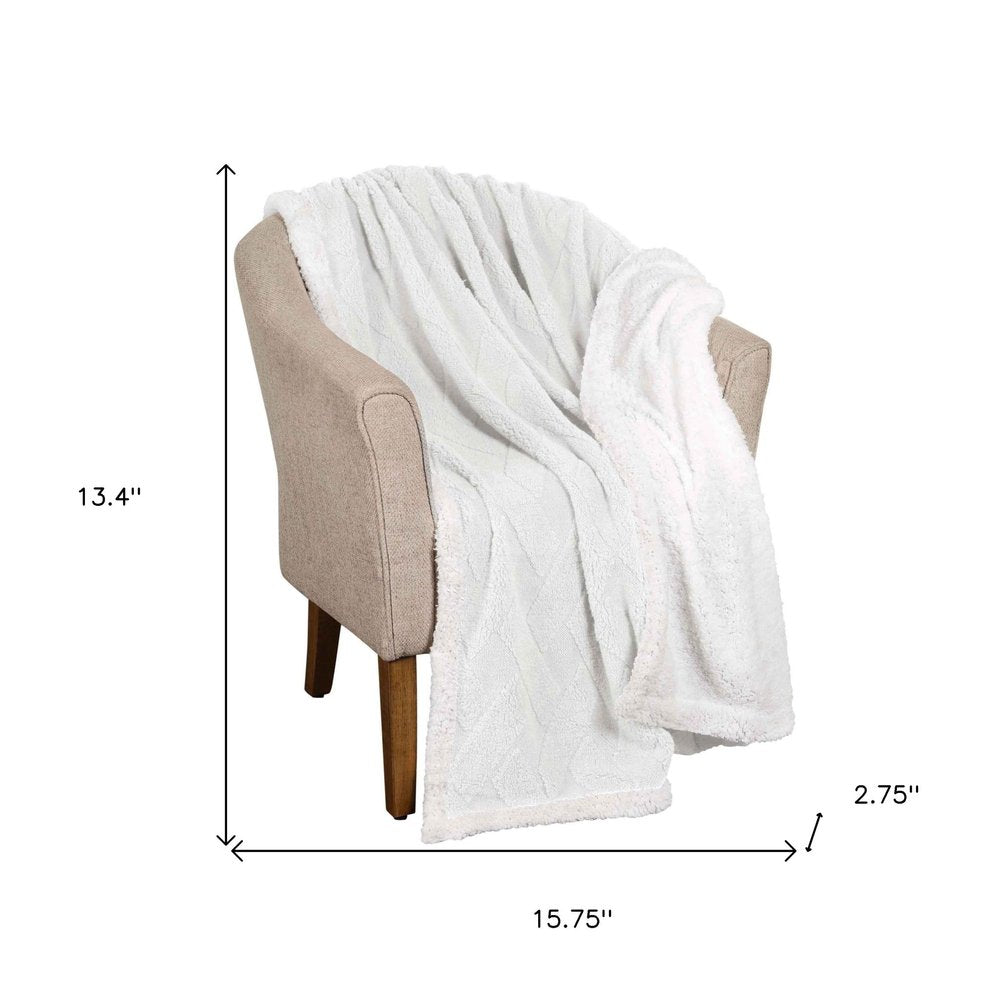 Twin White Fleece Knitted Plush Blanket on a white background