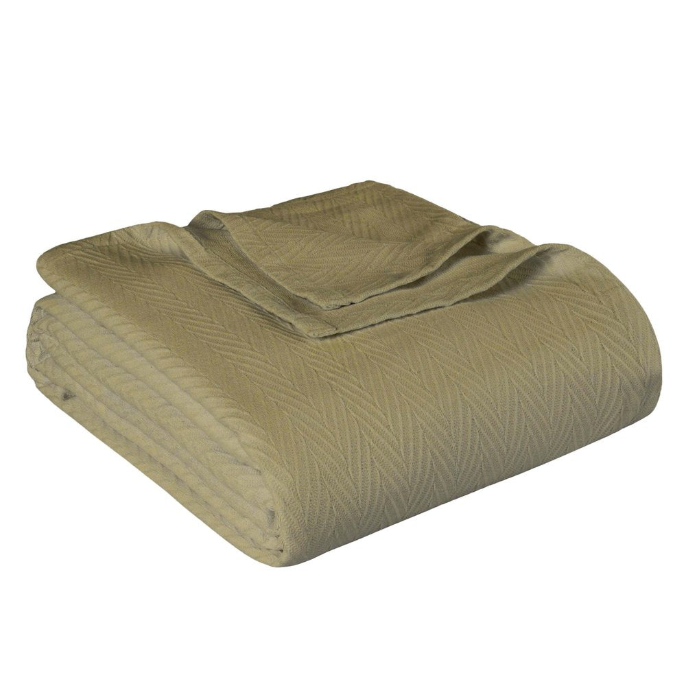 Twin Sage Cotton Woven Chevron Blanket on a white background
