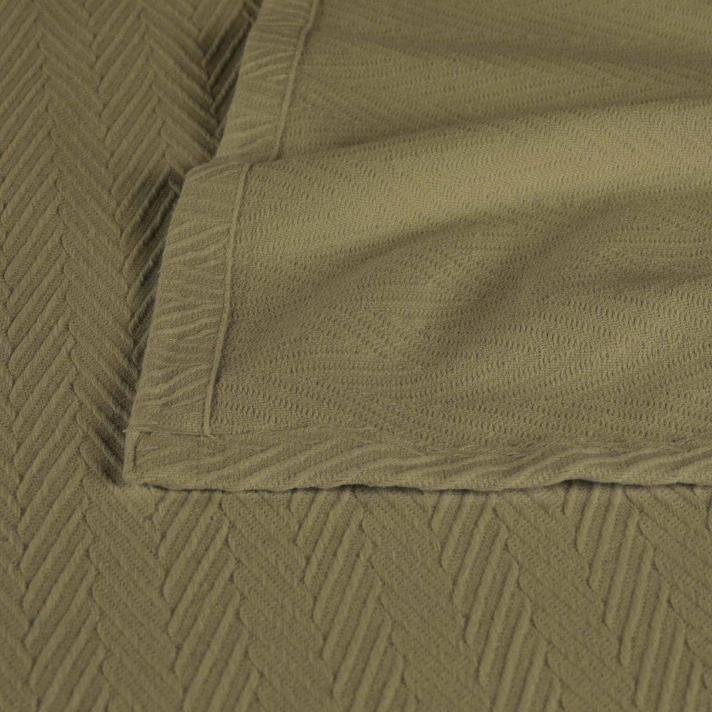 Twin Sage Cotton Woven Chevron Blanket close-up detail