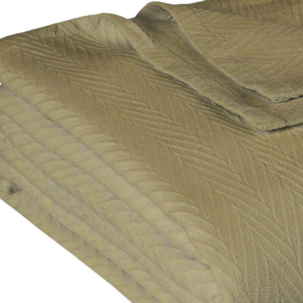 Twin Sage Cotton Woven Chevron Blanket close-up detail