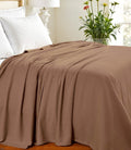 Twin Taupe Cotton Woven Chevron Blanket