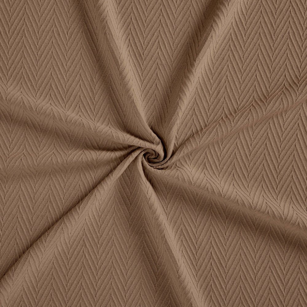 Twin Taupe Cotton Woven Chevron Blanket