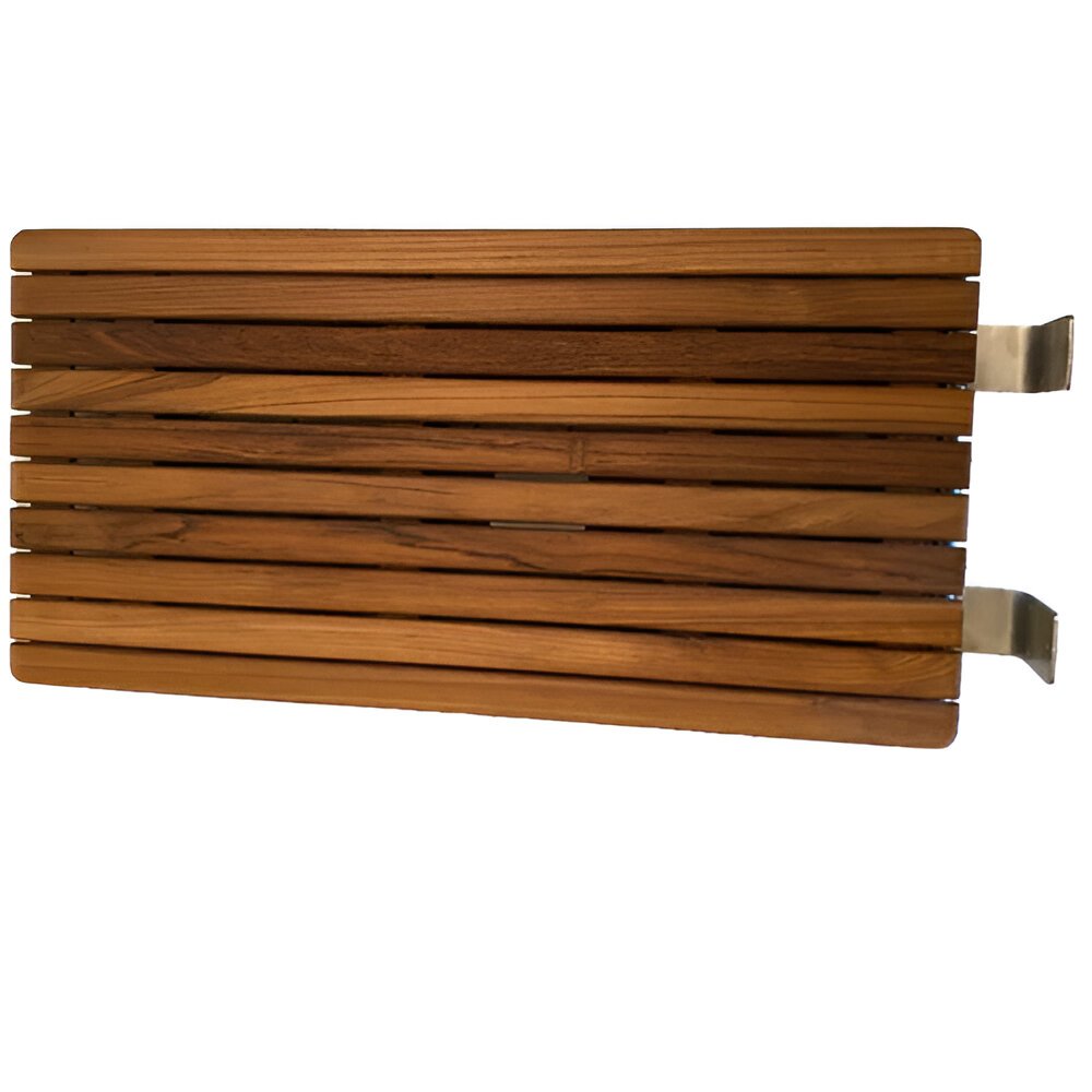 30" Brown Wall Mount Teak Rectangular Shower Bench - 2.25" H x 30" W x 15" D. Shower bench isolated on a plain white background, in a brown teak finish.