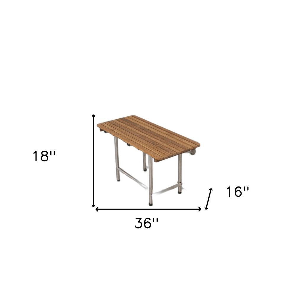 18" X 36" Brown Teak Rectangular Shower Bench