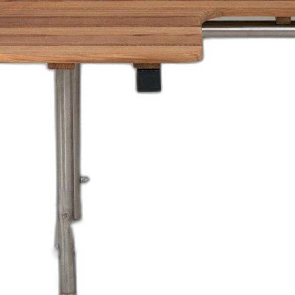 18" X 34" Brown Teak Wall Mount Rectangular Shower Bench