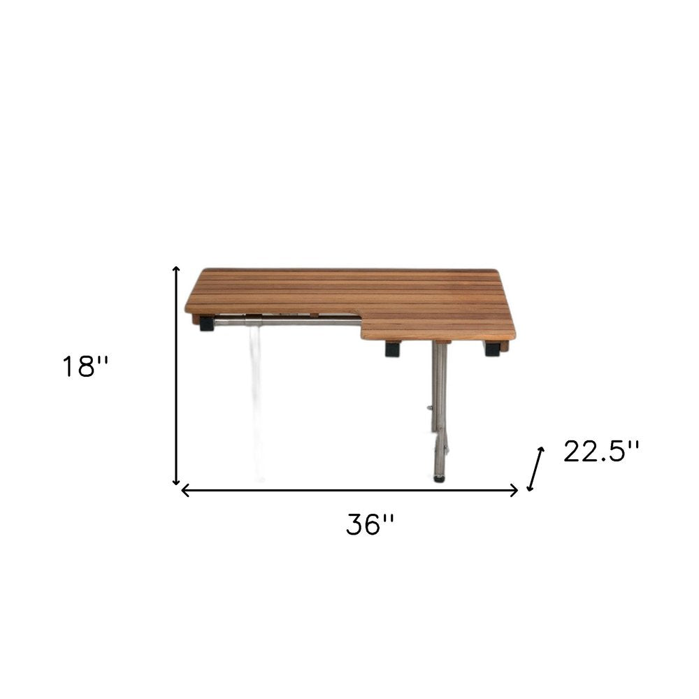 18" X 36" Brown Teak Wall Mount Rectangular Shower Bench