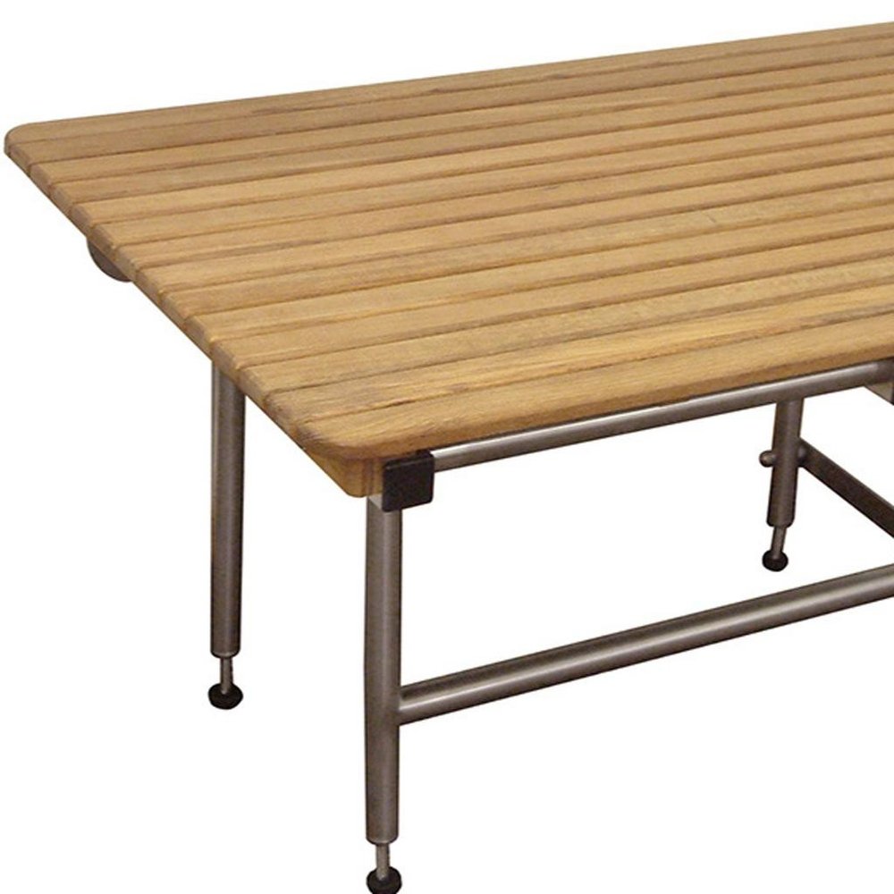 18" X 40" Brown Teak Rectangular Shower Bench
