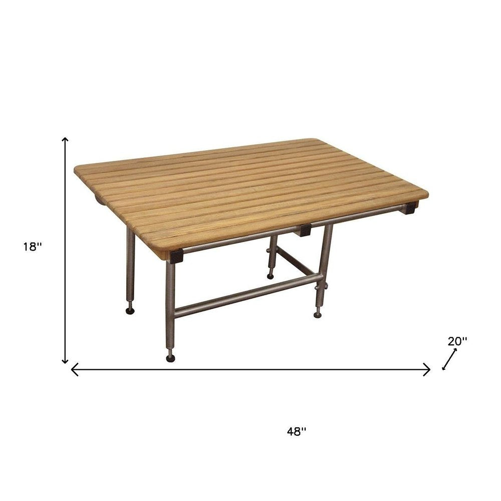 18" X 48" Brown Teak Rectangular Shower Bench