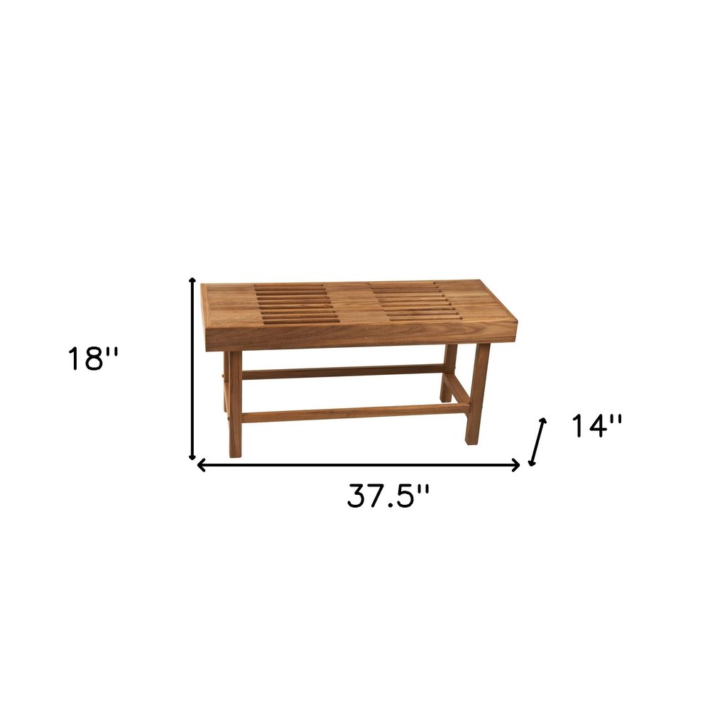 18" X 38" Brown Teak Rectangular Shower Bench