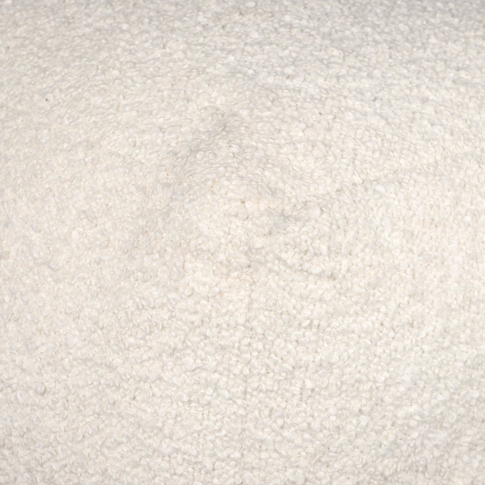 18" Beige Polyester Cube Outdoor Pouf Ottoman. Outdoor ottoman isolated on a plain white background, finished in beige fabric.