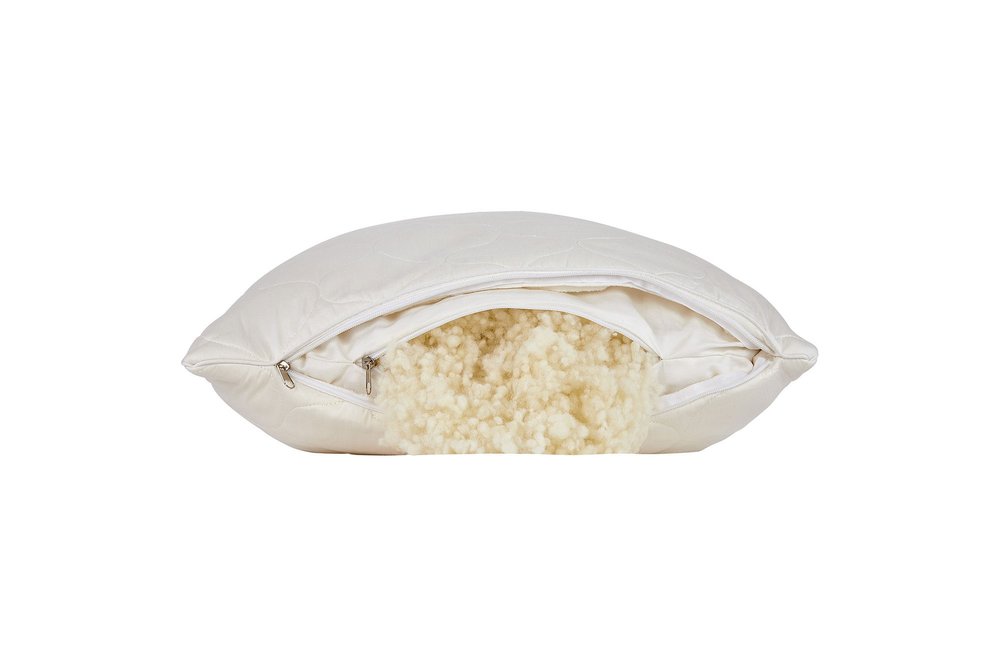Cotton Wool Hypoallergenic Ergonomic Standard Size Bed Pillow - with Pillowcase Included