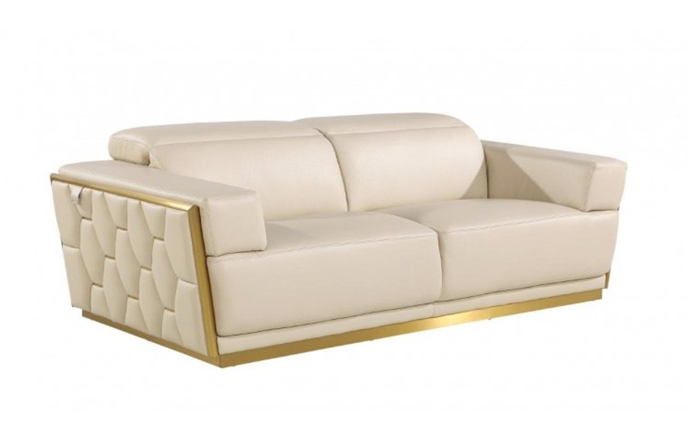 89" White And Silver Leather Sofa on a white background