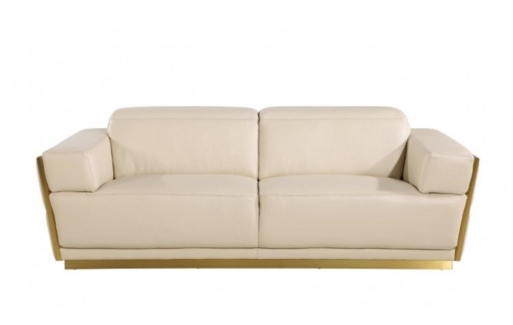 89" White And Silver Leather Sofa on a white background