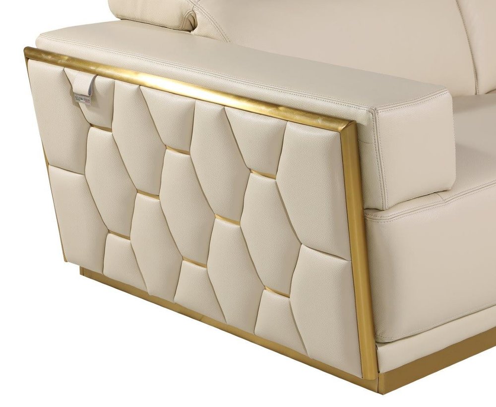 89" White And Silver Leather Sofa