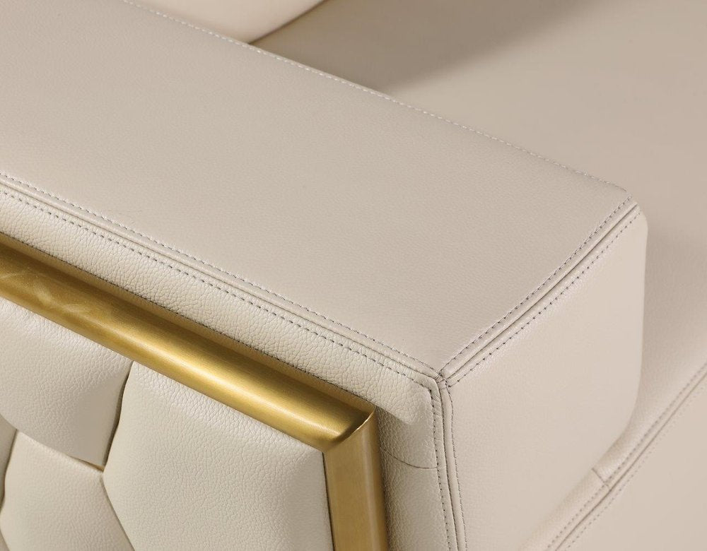 89" White And Silver Leather Sofa