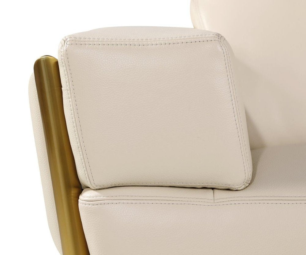 89" White And Silver Leather Sofa