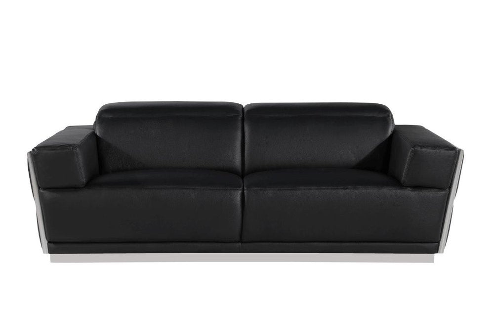 89" White And Silver Leather Sofa on a white background