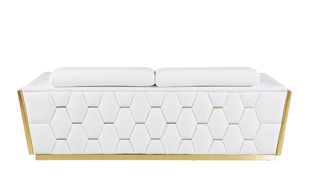 Two Piece White Italian Leather Five Person Seating Set - 40" H x 89" W x 43" D on a white background