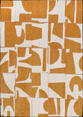 9' X 13' Yellow And White Geometric Washable Area Rug