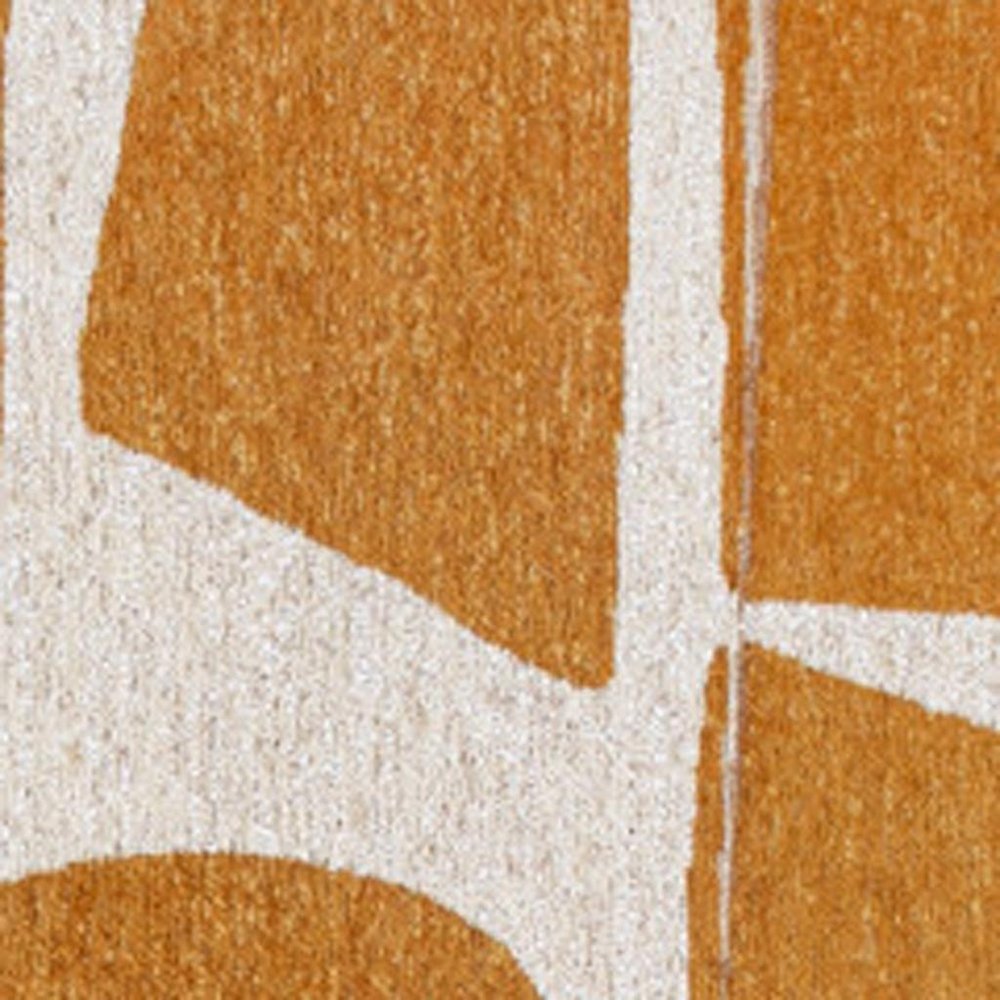 9' X 13' Yellow And White Geometric Washable Area Rug
