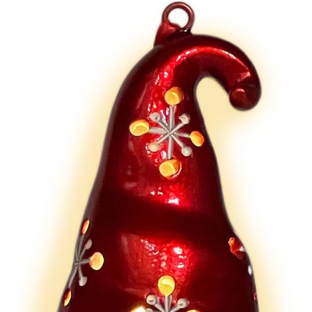 Set of Three Animated White And Red Resin Hanging Figurine Ornament s on a white background