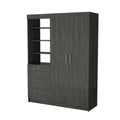 79" Gray Wood Two Door Three Drawer Combo Dresser - 79.00" H x 59.00" W x 20.50" D on a white background