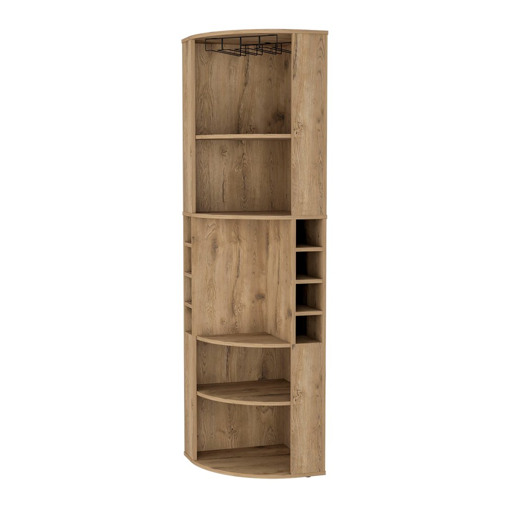 71" Natural Wood Corner Bar Cabinet