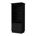 70" Black Wood Bar Cabinet With Two Doors on a white background