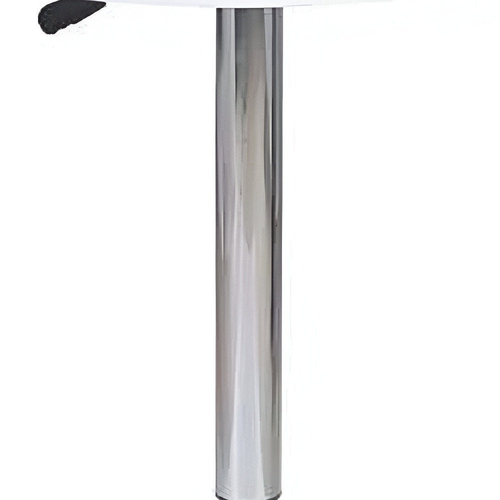 24" White and Silver Rounded Wood and Iron Bar Table. Bar & restaurant table isolated on a plain white background, finished in silver metal.
