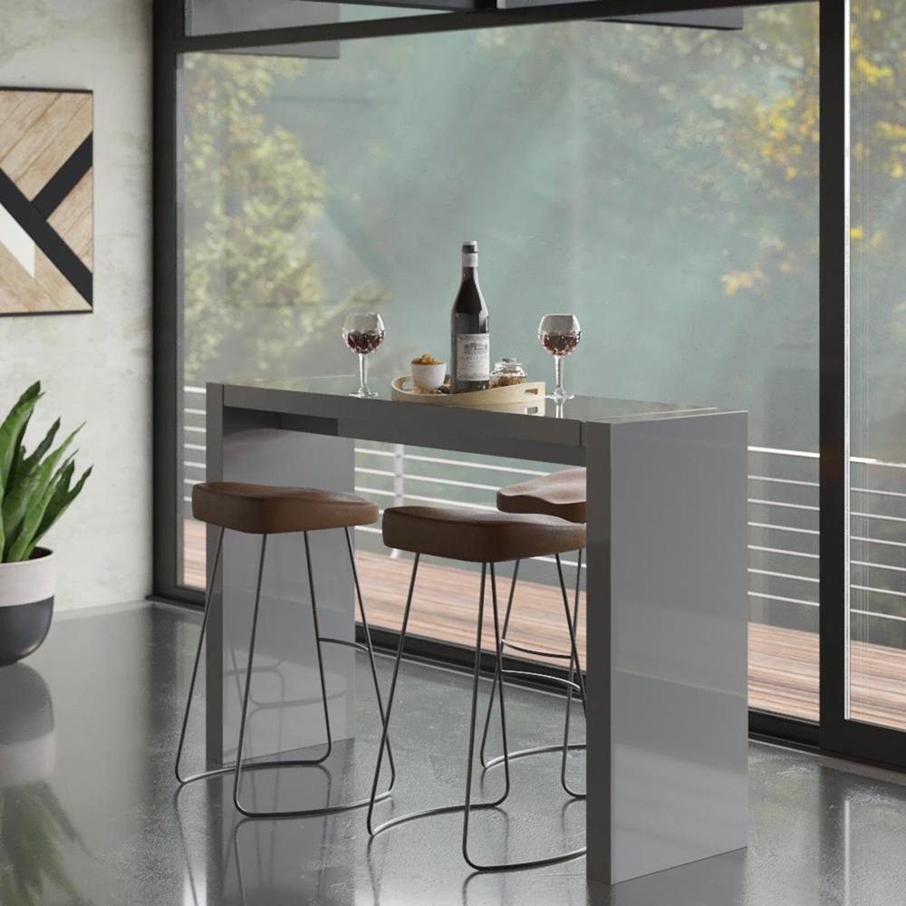 60" Gray Rectangular Wood Bar Height Bar Table