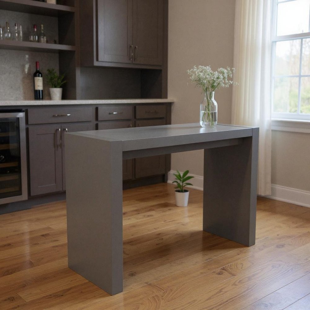 60" Gray Rectangular Wood Bar Height Bar Table