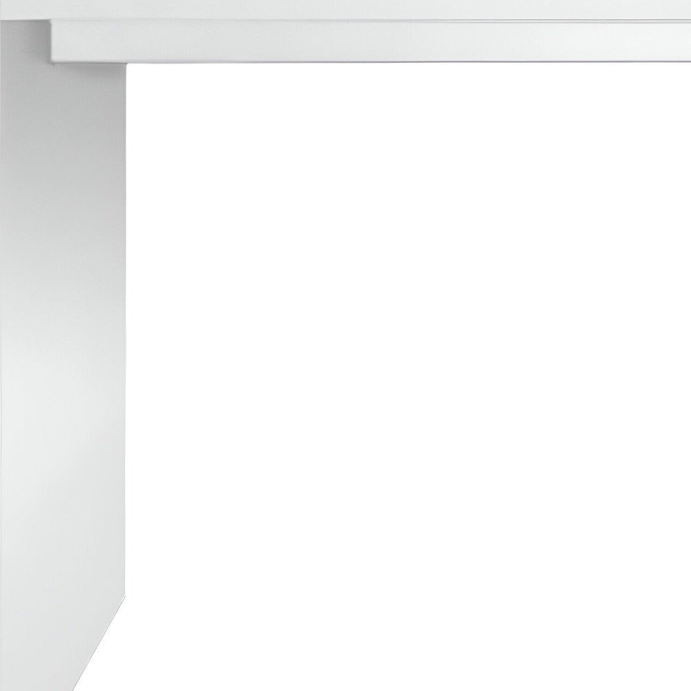60" White Wood Rectangular Bar Height Bar Table. Bar & restaurant table isolated on a plain white background, in a white wood finish.
