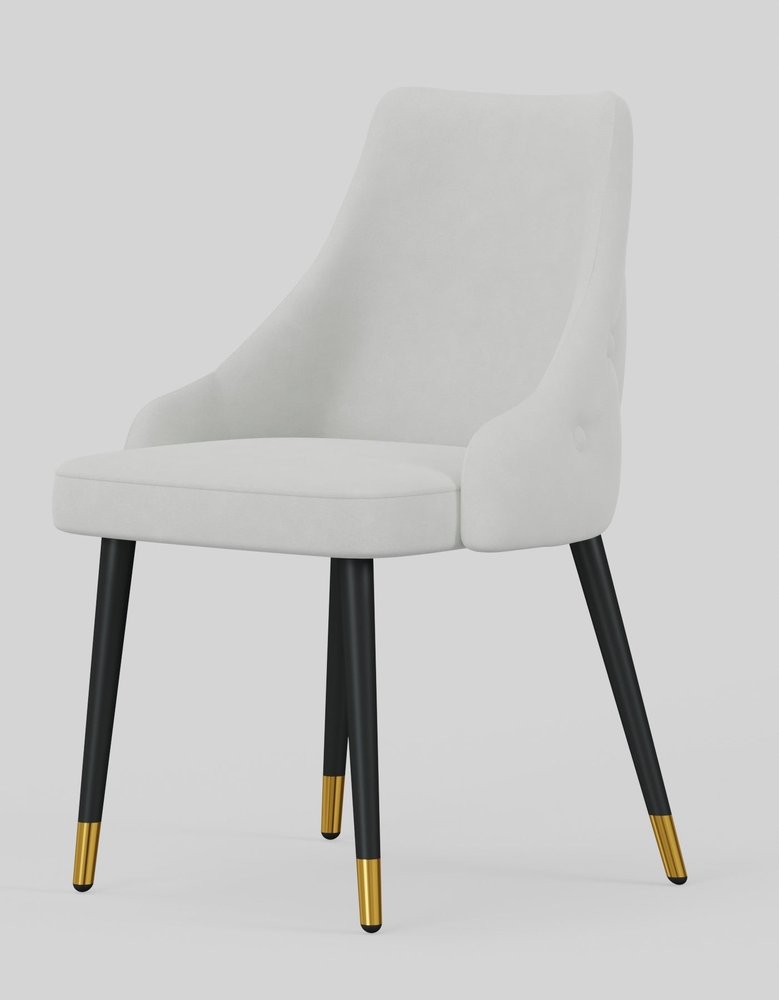Set of Two White and Black Fabric Dining Side Chairs